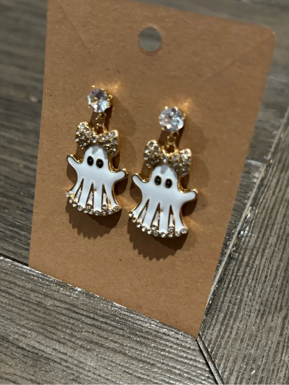 Booo-tiful Rhinestone Ghost Drop Earrings